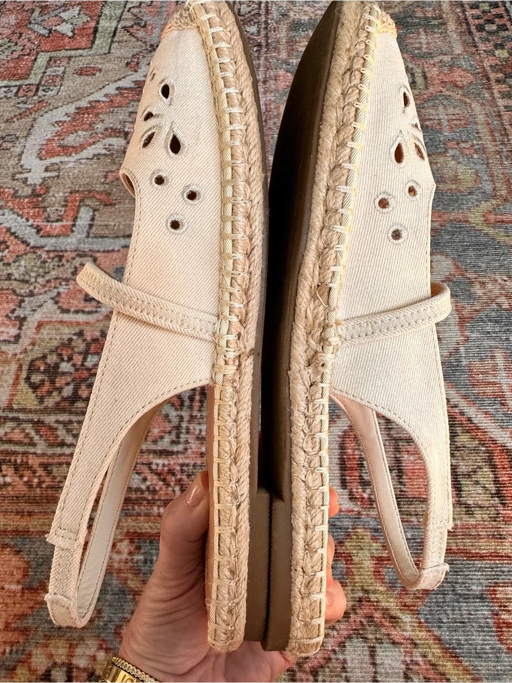 Time and Tru Cream Slingback Espadrille Flats Size 9